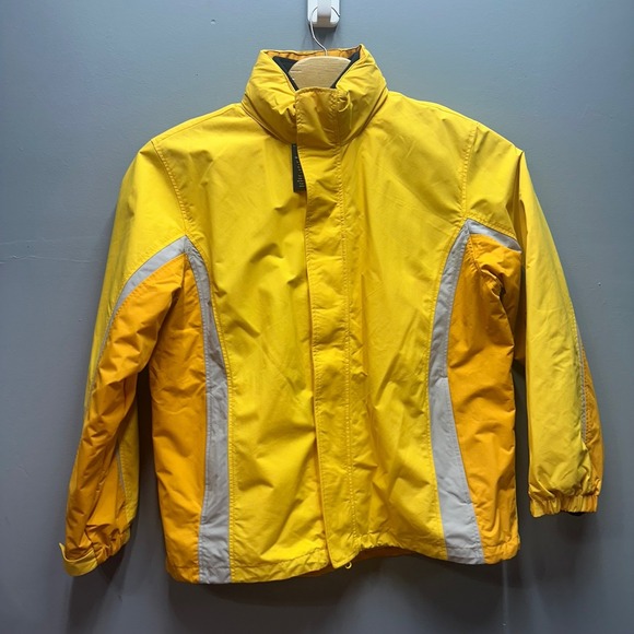Lands' End High Visibility Yellow Outdoor Jacket Two-Way Zip Reflective NWT